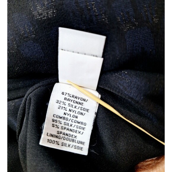 Diane Von Furstenberg Blouse Livian Velvet Burnout Black Blue Gold Size Large - Picture 4 of 9